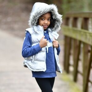 Faux Fur Metallic Puffer Vest